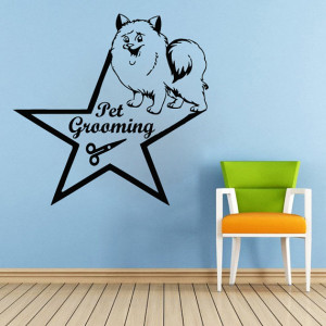 Wall Decals Quote Pet Grooming Decal Dog Scissors Star Vinyl Sticker ...