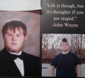 This kid not only has the world's smallest head but his yearbook quote ...