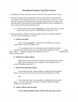 Parenthetical Citations Using MLA Format by tho13076