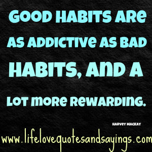Good habits are as addictive as bad habits, and a lot more rewarding ...