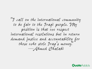 call on the international community to be fair to the Iraqi people ...