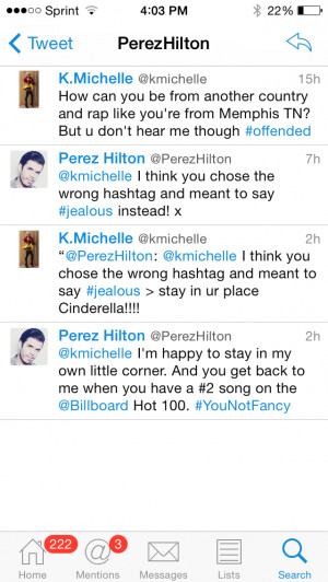 Michelle and Perez Hilton Twitter Beef Over Iggy Azalea