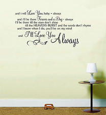 Bon Jovi Always Song Music Lyrics Notes Love Quote Sticker Wall Art