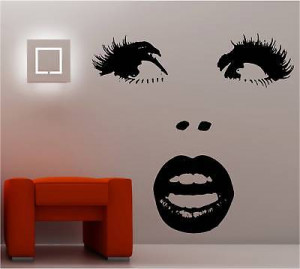 SEXY WOMANS FACE LIPS wall art sticker vinyl DECAL