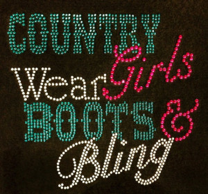 Rhinestone Iron On Country Girls Wear Boots and Bling Rodeo Rhinestone ...