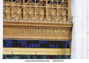 Stock quotes outside NYSE - stock photo