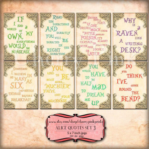 ALICE in WONDERLAND QUOTES Set 3, Alice decoration party printable ...