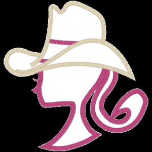 Babs (A27) Cowgirl Head Silhouette Applique 5x7
