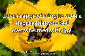 Love is appreciating to such a degree that you feel overwhelmed with ...