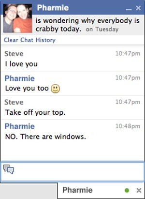 facebook chat with her this was the extent of our conversation
