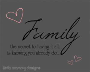 Family Secret to Having it All, Family Quote Wall Art,Custom Colours ...