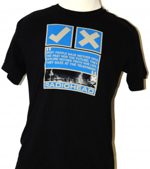 Radiohead T-shirt - Check and X Marks with Quotes Men's Black Shirt