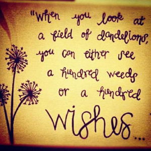 ... of dandelions you can either see a hundred weeds or a hundred wishes
