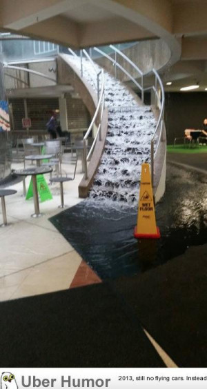 Food court got a newly installed waterfall