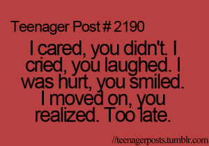 Thought You Cared Quotes I cared, you didn't. i cried
