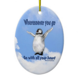Penguin Happiness Inspirational Quote Ornament