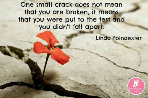 ... put to the test and you didn’t fall apart” – Linda Poindexter