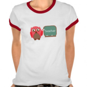 Red Owl Teacher At Chalkboard T Shirt