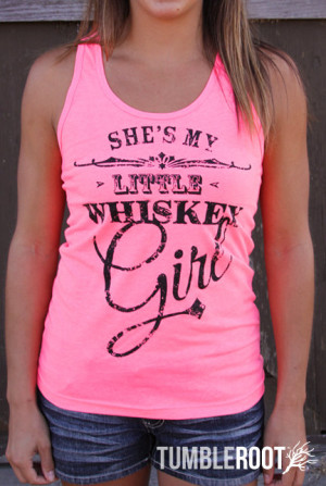 ... Little Whiskey Girl - Neon Pink Tank top with black ink - Toby Keith
