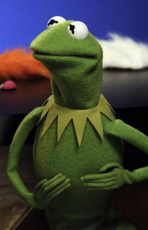 This photo taken Nov. 24, 2008 shows muppet Kermit the Frog making a ...