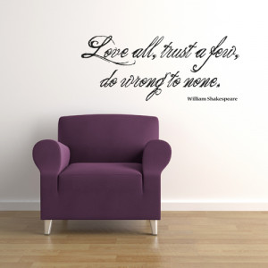 Love All Shakespeare Wall Sticker Quote
