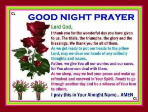 Good Night Prayer Quotes Good night prayer