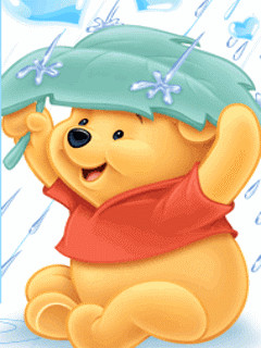 Sweet little pooh covers himself with leaf from rain