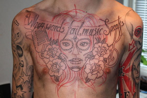 Chest Music Tattoo