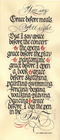 of calligraphy by Judy Meese. I love this quote from GK Chesterton ...