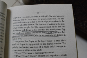 ... blue eyes? Because white people mostly have blue eyes and white is