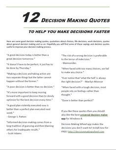 good decision making quotes, quotations about choices, life decisions ...