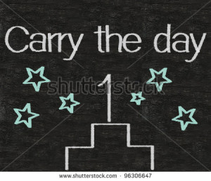 business idioms written on blackboard background, carry the day ...
