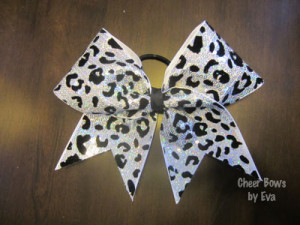 Sequin Leopard-sequin leopard cheer bow, sequin animal print cheer bow
