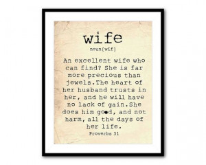 Anniversary Gift - Wall Art Wife - Bible quote - An excellent wife who ...