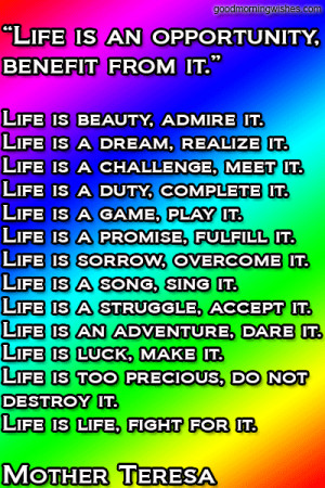 Life IS An Opportunity,Benefit From It” ~ Challenge Quote