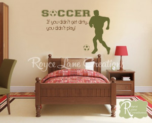 Soccer Player Wall Decal Sports Vinyl Wall Decal Soccer Quote Boys Roo