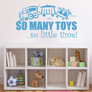 Playroom Quote Decal - So Many Toys So Little Time Train Wall Decal ...