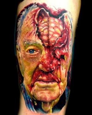 Zombie Gramps tattooed by Josh Woods of Black 13 Tattoo Parlor in ...