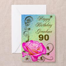 90th birthday card for grandma, Elegant rose Greet for
