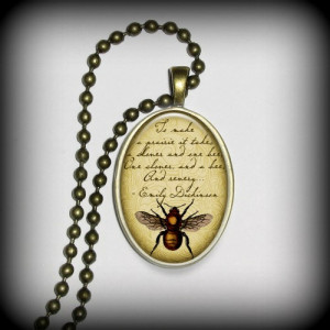 Emily Dickinson - Quote Pendant Charm, Skull Pendant, Literary Pendant