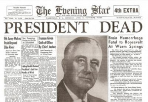 FDR Dies - Hero of WW2 - Historic Newspaper