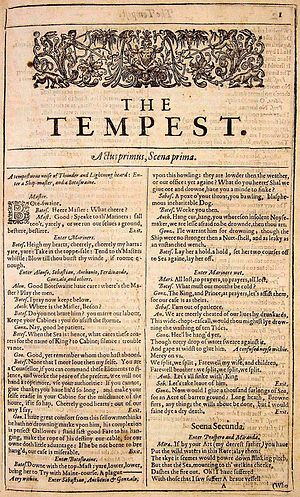 The first page of The Tempest in the First Folio , published in 1623