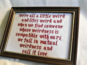 Mutual Weirdness Dr Seuss Quote Cross by SnarkyLittleStitcher, $18.00