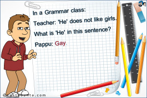 In a Grammar class: Teacher: 'He' does not like girls. What is 'He' in ...