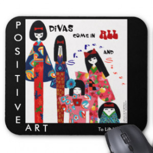 Kimono Divas-Positive Uplifting Asian Art Decor Mouse Pad