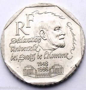 FRANCS 1998 DECLARATION OF HUMAN RIGHTS RENE CASSIN COMMEMORATIVE COIN