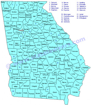 map of georgia with cities and counties. Georgia County Map