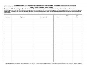 Sign Out Sheet