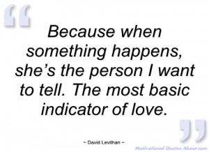 because when something happens david levithan