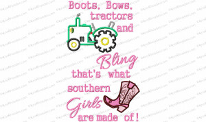 Boots Bows Tractors and Bling Applique Embroidery Design